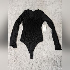 Good American Black Mesh Bodysuit Size 2
